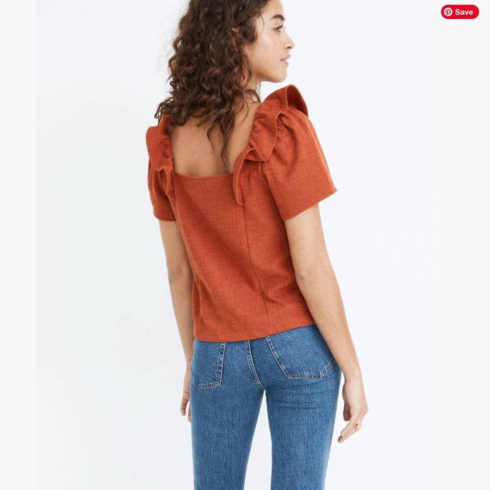 NWT Madewell Rust Ruffled Top - Picture 2 of 7